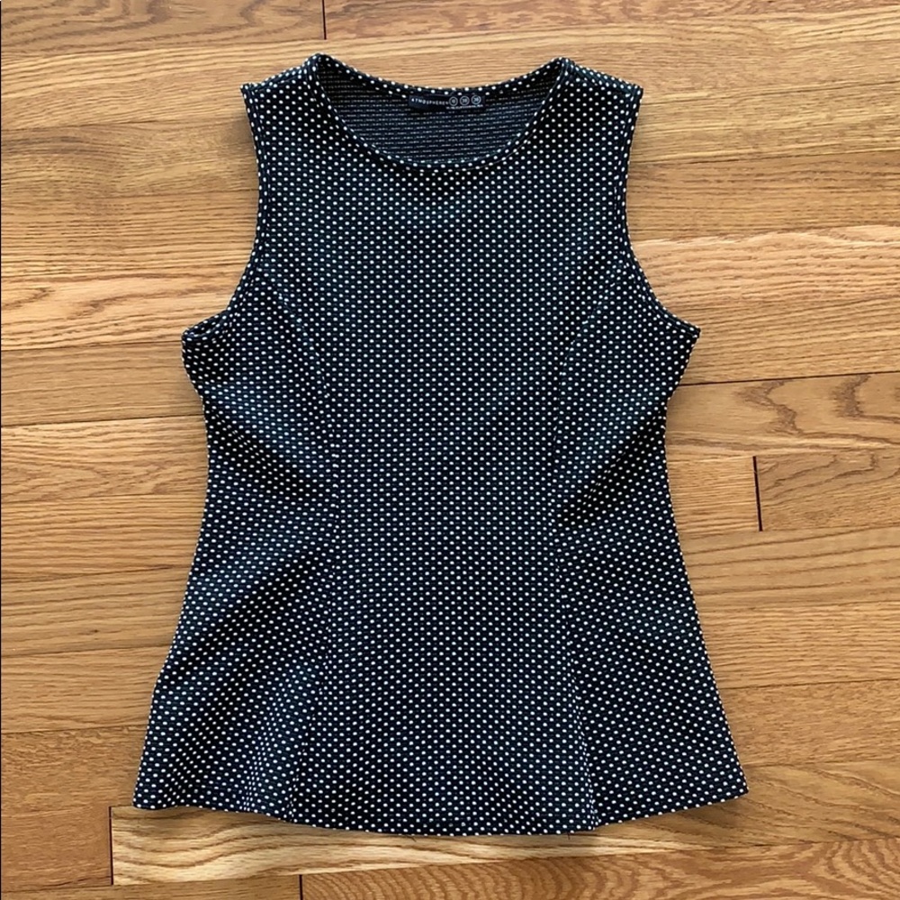 Primark Navy and White Polka Dot Peplum Top